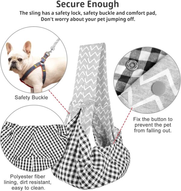 CUBY Puppy Dog Carrier, Pet Dog Sling Carrier for Small Medium Dogs Hands-free Sling Cat Carrier Comfortable Widen Shoulder Strap Double-sided Pouch Shoulder - Image 4