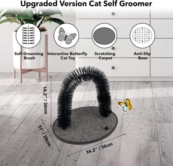 Arch Cat Groomer Cat Self Grooming Brush Cat Toy Cat Self Groomer Massager and Cat Scratcher Hair Trimming Brush Cat Scratcher Pet Toy with Butterfly - Image 2