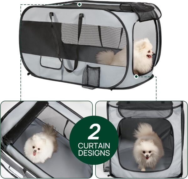 Love's cabin 36in Portable Upgrade Large Dog Bed - Pop Up Dog Kennel, Indoor Outdoor Crate for Pets, Portable Car Seat Kennel, Cat Bed Collection, Grey - Image 3