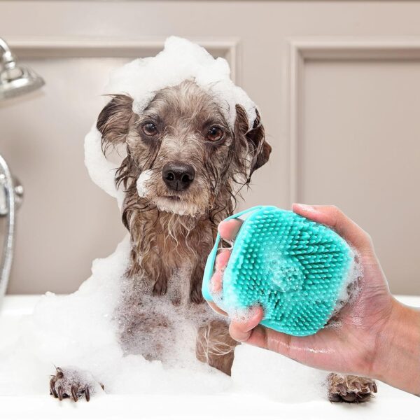 Soft Silicone Dog, Dog Shampoo Brush, Dog Bath Brush, Multi-Functional Bath, Dog Brush, Pet Massage Tool and Shampoo Dispenser for Dogs and Cats, Pets Shower and Grooming Tool (Blue) - Image 7