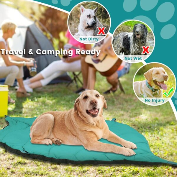 Lifeunion Outdoor Dog Bed Waterproof Washable Travel Camping Dog Bed with 4 Metal Stakes & Carry Bag, Portable Leaf Shape Pet Mat Bed for Medium, Large Dogs (Green, X-Large) - Image 5