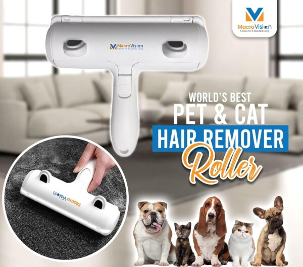 MacroVision Pet hair Remover Roller Reusable Dogs and Cats hair Cleaner Brush, Easy to Use in Bed, Sofa, Rugs, Carpet, and Car. - Image 2