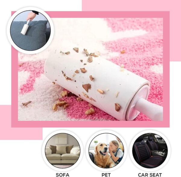 Lint Roller refill sheets Extra Sticky Replacement Head Lint Roller Pet Hair Remover Lint Roller Set Perfect For Clothes Carpets Sofa Beds And Furniture Lint Roller Measures sheet (60) - Image 4