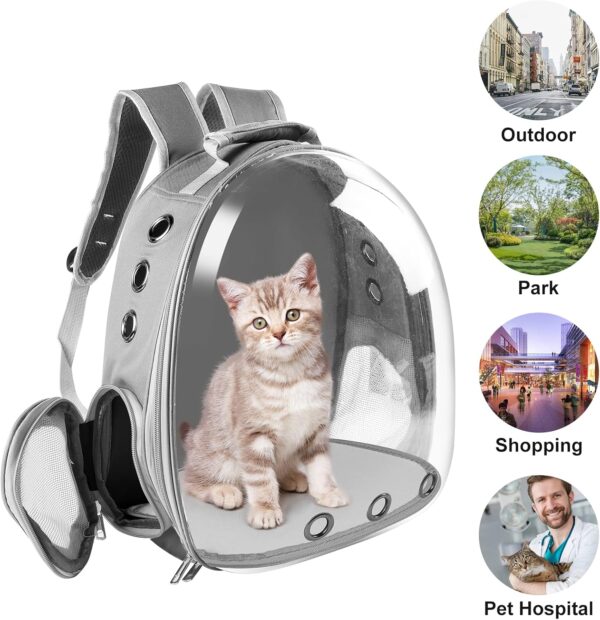 LONENESSL Cat Carrier Backpack, Pet Carrier Backpack Front Pack for Small Medium Cat Puppy Dog Carrier Backpack Bag Space Capsule, Pet Carrier for Travel, Hiking and Outdoor Use(Gray) - Image 4