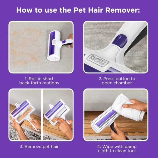 BLACK+DECKER Pet Hair Remover, Roller, Remove Dog Hair and Cat Hair Easily (HMSCT0001) - Image 7