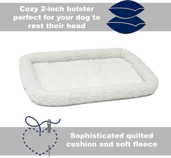 MidWest Homes for Pets 55.88 cm (22-Inch) Long White Fleece Dog or Cat Bed; Comfortable Bolster Dog Bed, Fits a 55.88 cm (22-Inch) Long Dog Crate, Easy Maintenance Machine Wash & Dr, White, 40222 - Image 3