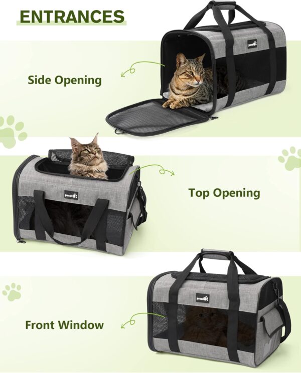 pecute® Pet Carrier Bag, Cat Carrier Handbag, Portable Dog Travel Bag with Foldable Bowl, Breathable Mesh Fabric, Suitable for Both Long And Short Trips, Used for Cats and Puppies Under 6KG (M,Grey) - Image 5