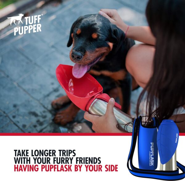 Tuff Pupper PupFlask Insulated Neoprene Dog Water Bottle Holder Sling with Wide Adjustable Shoulder Strap, Great for Travel, Walking, Hiking, Portable Pet Water Bottle Holder (40 OZ, Nebulas Blue) - Image 3