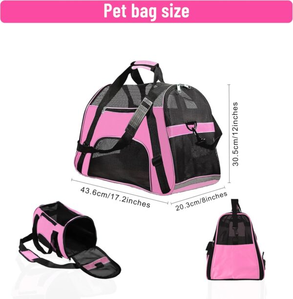 DONYER POWER Soft Sided Pet Carrier for Dogs & Cats Comfort Under Seat Travel Tote Bag, Travel Bag for Small Animals with Mesh Top and Sides, with a Small Collapsible Bowl PINK - Image 2