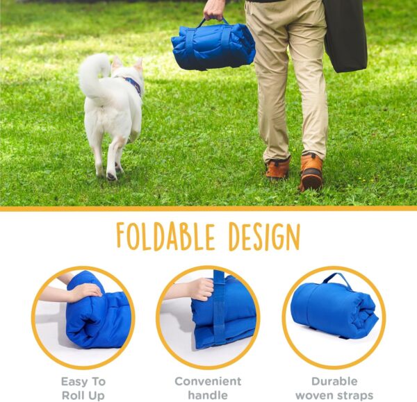 CANINE CANYON Travel Dog Beds, Foldable, Water Resistant, Machine Washable Dog Bed, Dog Bed for Medium Size Dog, Portable Indoor/Outdoor Dog Bed for Camping, Parks, or Home, Dark Blue - Image 2