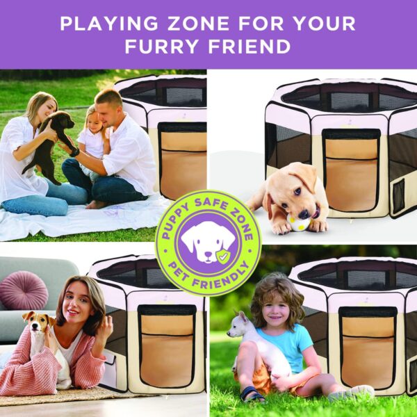 Zampa Puppy Pop Up Small 36"x36"x24" Portable Playpen for Dog and Cat, Foldable | Indoor/Outdoor Kitten Pen & Travel Pet Carrier + Carrying Case | (90 * 90 * 60 CM) - Image 6