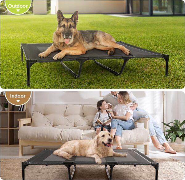 petizer Elevated Dog Bed - Breathable Mesh, Durable Steel Frame, Easy to Clean, Portable & Versatile Pet Cot for Indoor & Outdoor Use - Ideal for Joint Relief & Comfort(Black, L) - Image 3