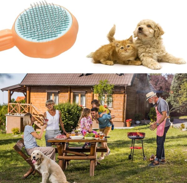 BNFGD 1Pcs Pet Hair Cleaner Brush, Cute Cat Brush Dog Brush, Pet Combing Brush, Pet Combing Brush with Hair Removal Button,Artifact for Stroking Cats and Dogs, Pet Hair Cleaner Brush(Orange) - Image 6