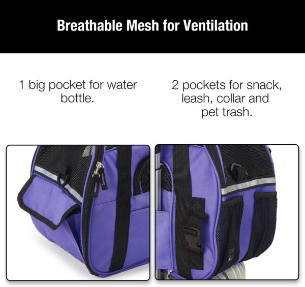 Kaka mall Pet Carrier, Dog Carrier, Cat Carrier, Waterproof Fabric Padded Soft Sided Airline Approved Breathable Travel Bag for Small Puppy Dogs Cats (Purple, Small) - Image 6