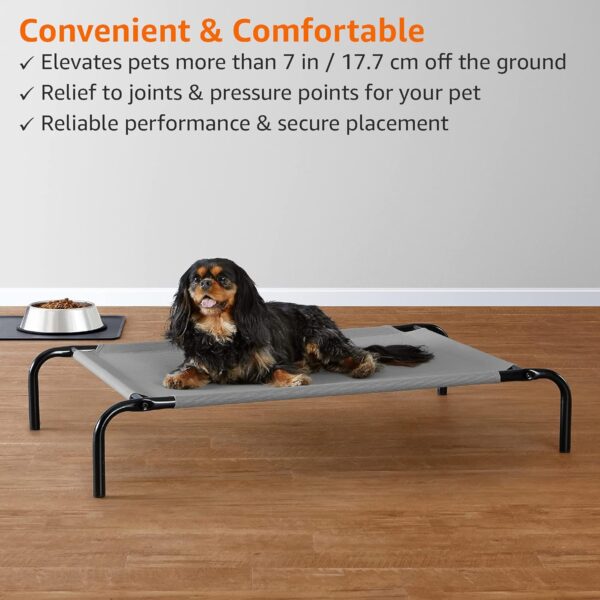 Amazon Basics - Cooling Breathable Raised Elevated Dog Pet Bed, S, Grey, 90 x 55 x 19 cm (L x W x H) - Image 6