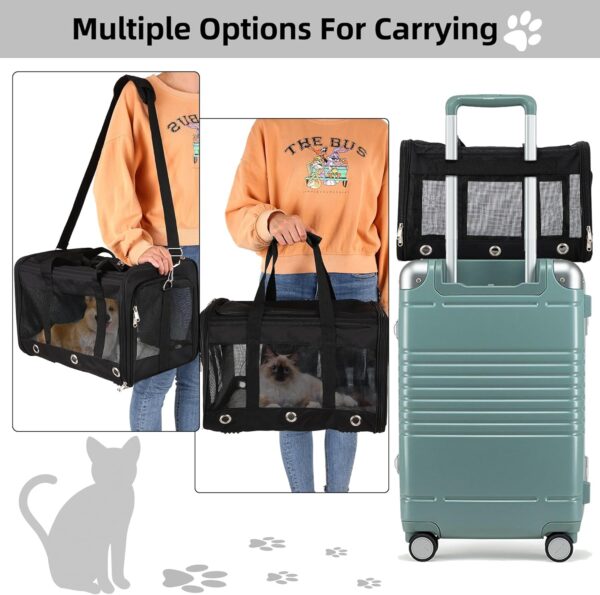 Soft Sided Foldable Cat/Dog/Pet Carrier Bag, Portable Puppy/Pets Travel Carriers For Cats/Dogs With Shoulder Strap & Removable Mat, Durable Cat Basket of 17 lbs Airline Approved - Black, M - Image 3