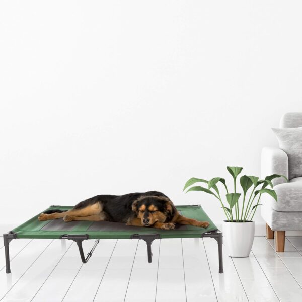 Petmaker Elevated Pet Bed-Portable Raised Cot-Style Bed W/ Non-Slip Feet, 48”x 35.5”x 9” for Dogs, Cats, or Small Pets-Indoor/Outdoor Use (Green) - Image 4