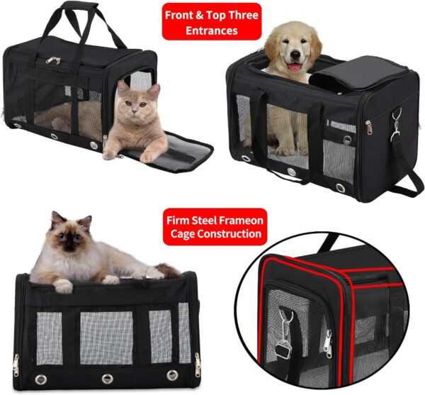 Soft Sided Foldable Cat/Dog/Pet Carrier Bag, Portable Puppy/Pets Travel Carriers For Cats/Dogs With Shoulder Strap & Removable Mat, Durable Cat Basket of 17 lbs Airline Approved - Black, M - Image 6