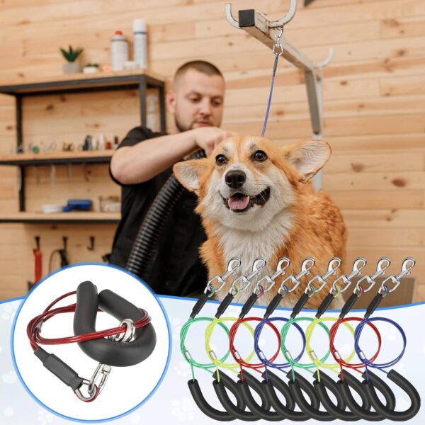 12 Pcs Dog Grooming Loop Noose Dog Grooming Restraint Loop Grooming Loops for Dogs Groomers Long Noose for Pet Grooming Table Dog Bath Tub Medium Large Small Dog Bathing Station, 4 Colors - Image 5