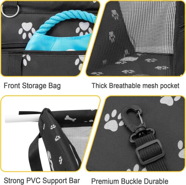 Pet Car Booster Seat Travel Carrier Cage, Oxford Breathable Folding Soft Washable Travel Bags with Fastening Strap for Puppy Cats or Other Small Pet - Image 5