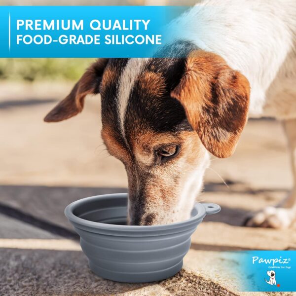 Pawpiz Collapsible Dog Bowl | 450ml | Dog Travel Bowl with Cute Puppy Design & Carabiner | BPA-Free, Food-Grade, Foldable Silicone Bowl | Gift for Small & Medium Pets | UK Brand (Crete Shore) - Image 6