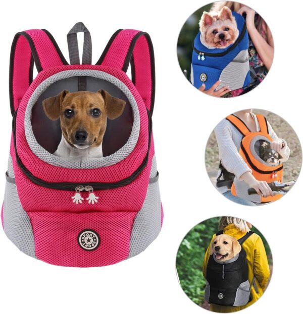 M MUNCASO Dog Carrier Backpack Small Pet Travel Bag Puppy Pet Front Pack with Breathable Head-Out Design and Waterproof Bottom Airline Approved for Outdoor Hiking Travel (S, RoseRed) - Image 5