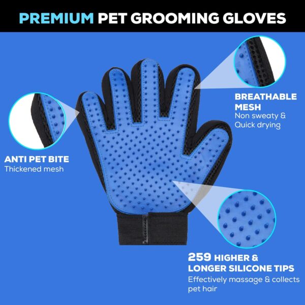 Premium Pet Hair Remover for Dogs and Cats – Universal Size Dog Grooming Glove – Highly Durable and Safe Materials - Ideal for Massaging, Gentle Wash, Bathing. (Blue) - Image 2