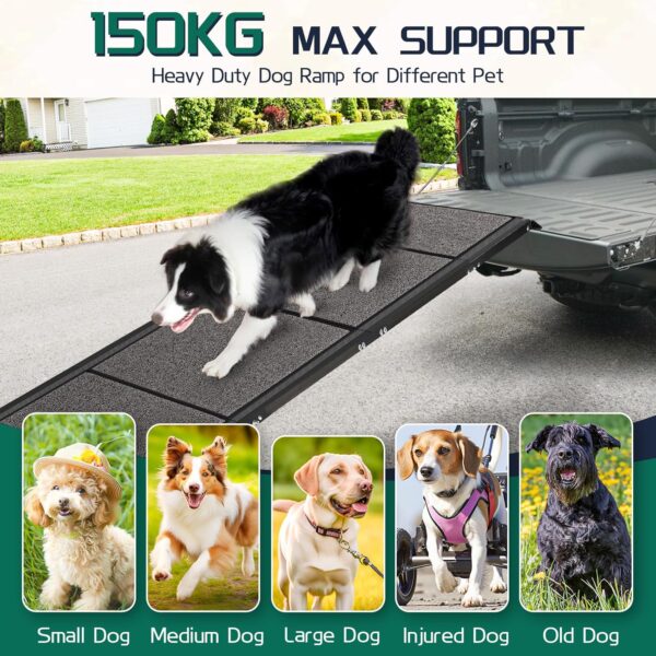 CJYMMFAN 180CM Folding Dog Car Ramp, Folding Dog Car Ramp for Large Dogs, Portable Pet Stair Ramp with Non-Slip Surface, Extra Long Dog Steps for Large Dogs Up to 150KG Get Into a Car, SUV & Truck - Image 5