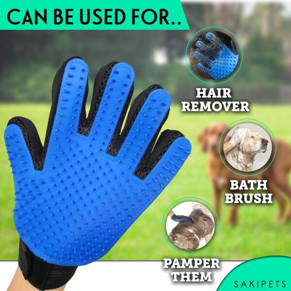 Pair of Pet Grooming Glove by SAKI Pets – Upgraded Dog Hair Remover Mitt with 259 Silicone Grooming Tips – Breathable Deshedding Gloves for Dogs, Cats and Horses – A Bonus Pet Bowl Includes - Image 4