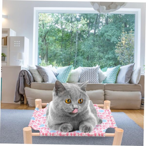 BELLIFFY 1pc Pet Camp Bed Puppy Hammock Cat Beds Hammock Indoor Outside Furniture Portable Crib Large Pet Bed Cat Bed Outdoor Elevated Dog Cot Cats Bed Wood Cat House Cotton Linen - Image 4