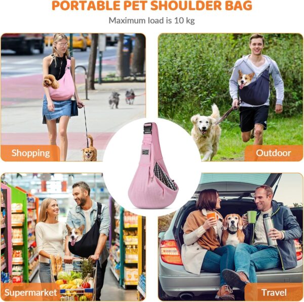 ALLSOPETS Pet Carrier Bag Dog Carrier Sling Reversible Puppy Carrier Purse with Storage Pocket Hand-Free Pet Sling Carrier for Carry Small Dogs Cats Suitable for Travel Outdoor (Pale Pink) - Image 7