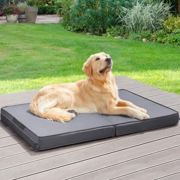 RRPETHOME Waterproof Outdoor Dog Beds Large Sized Dog, Outside Dog Bed for Medium Dogs with Removable Washable Cover, Orthopedic Dog Bed Portable with Sturdy Handle, Camping Dog Bed Mat - Image 8