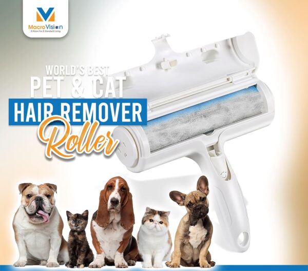 MacroVision Pet hair Remover Roller Reusable Dogs and Cats hair Cleaner Brush, Easy to Use in Bed, Sofa, Rugs, Carpet, and Car. - Image 3