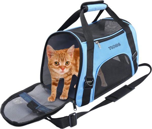 YLONG Cat Carrier Airline Approved Pet Carrier,Soft-Sided Pet Travel Carrier for Cats Dogs Puppy Comfort Portable Foldable Pet Bag,Airline Approved (S, BLUE) - Image 7