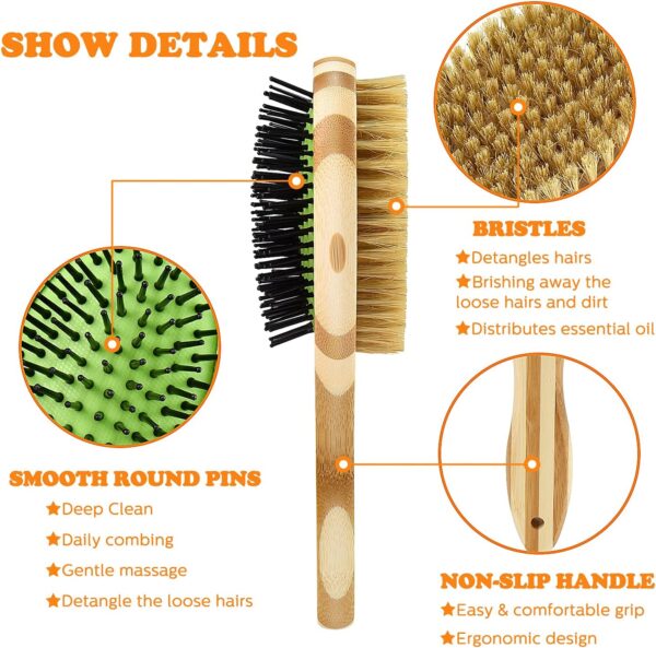 Grooming Brush for Dog & Cat, 2 in 1 Dog Pin Brush and Bristle Soft Brush, Dogs Comb and Brush for Cleaning Loose Fur & Dirt, Msuitable for Long and Short-haired Dogs or Cats - Image 3