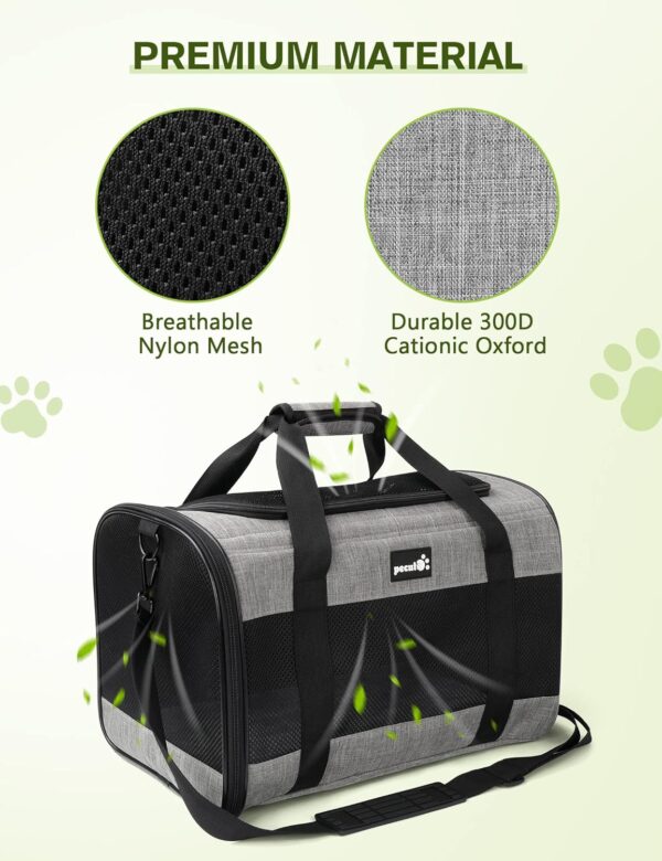 pecute® Pet Carrier Bag, Cat Carrier Handbag, Portable Dog Travel Bag with Foldable Bowl, Breathable Mesh Fabric, Suitable for Both Long And Short Trips, Used for Cats and Puppies Under 6KG (M,Grey) - Image 4