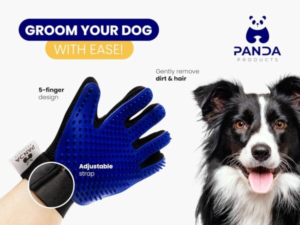 Panda Products Dog Grooming Gloves - Pair of Gloves - Pet Grooming Gloves - for Dogs & Cats - Massaging Function - 5-Finger Design - Image 3