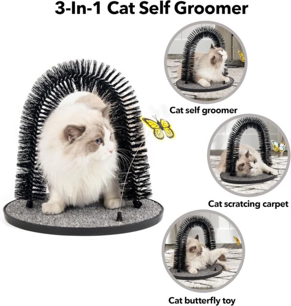 Arch Cat Groomer Cat Self Grooming Brush Cat Toy Cat Self Groomer Massager and Cat Scratcher Hair Trimming Brush Cat Scratcher Pet Toy with Butterfly - Image 6