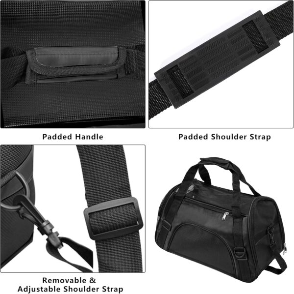 Soft-Sided Foldable Cat/Dog/Pet/Puppy Carrier Bag,Portable Pets Travel Carriers For Cats/Dogs/Pets With Shoulder Strap & Removable Mat,Durable Comfort Cat Basket Airline Approved(Black,Medium) - Image 4