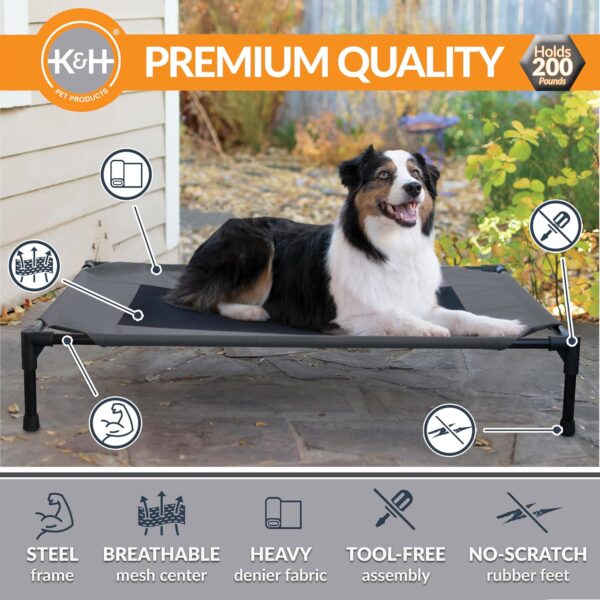 K&H Pet Products Elevated Cooling Outdoor Dog Bed Portable Raised Dog Cot Charcoal/Black Large 30 X 42 X 7 Inches - Image 2