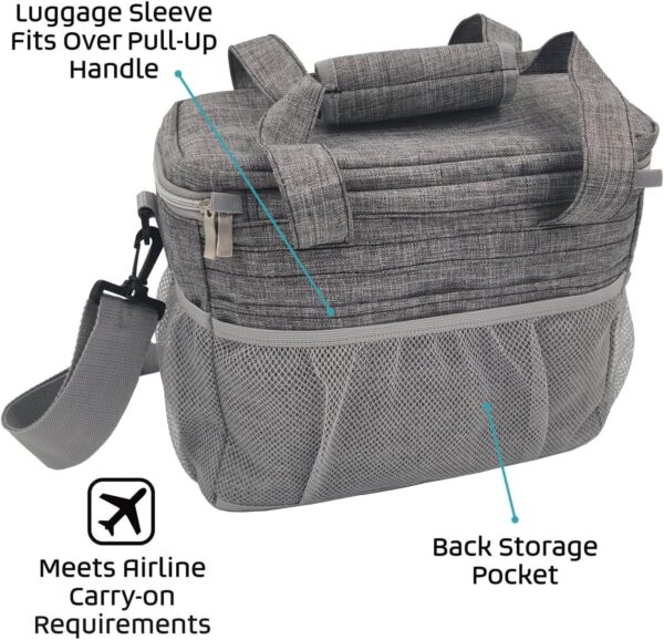 Mobile Dog Gear, Week Away Dog Travel Bag for Small Dogs, Includes 2 Lined Food Carriers and 2 Collapsible Dog Bowls, Meets Airline Requirements, Heathered Gray - Image 4