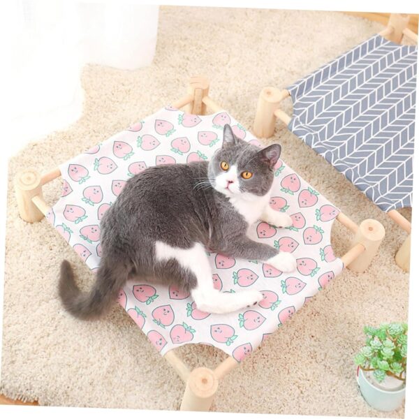 BELLIFFY 1pc Pet Camp Bed Puppy Hammock Cat Beds Hammock Indoor Outside Furniture Portable Crib Large Pet Bed Cat Bed Outdoor Elevated Dog Cot Cats Bed Wood Cat House Cotton Linen - Image 8