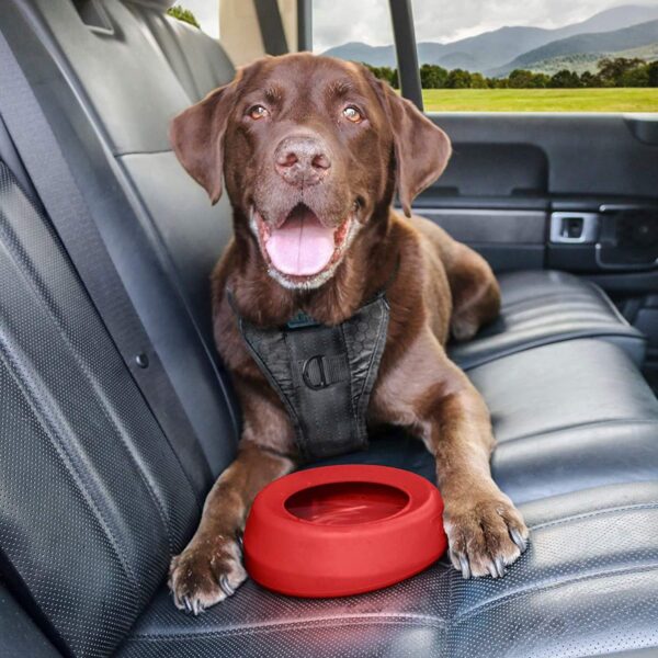 Kurgo Splash Free Wander Water Bowl, Dog Travel Bowl, Prevents Spilling, Holds 710ml, Chili Red - Image 4