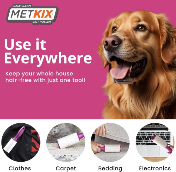 Metkix Lint Rollers for Pet Hair Extra Sticky | Protective Covers | Mega 600 Sheets Lint Roller Dog Cat Pet Hair Remover, Clothes Sofa Bed and More - Image 3