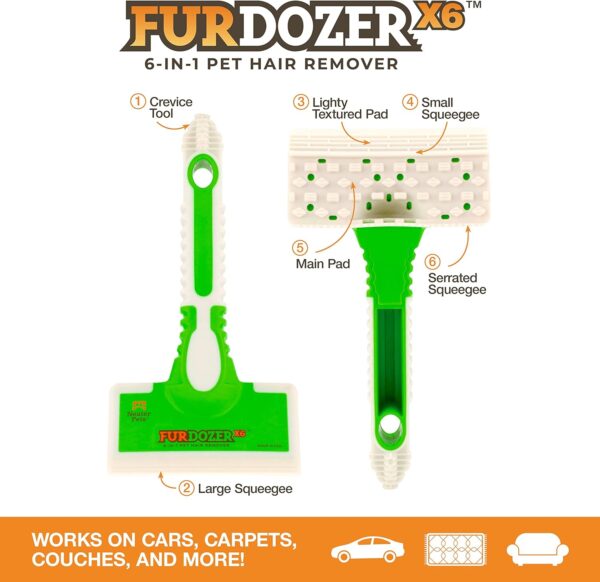 FurDozer X6 6-in-1 Pet Hair Remover & Auto Detailer - Remove Fur, Lint & More from Multiple Surfaces Green - Image 2