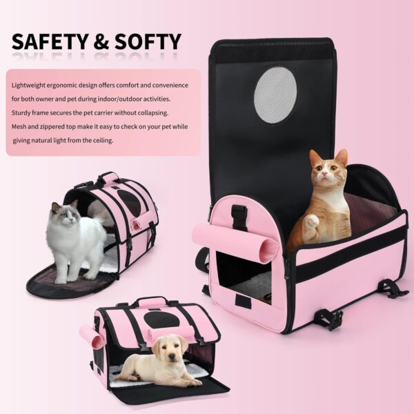 Mile High Life | Outdoor Travel Pet Carrier | Hiking Outdoor Dog Carrier Backpack | Collapsible Dog Carrier for Small Medium Dogs | Cat Crates w Breathable Mesh with Soft-Sided (Pink) - Image 3