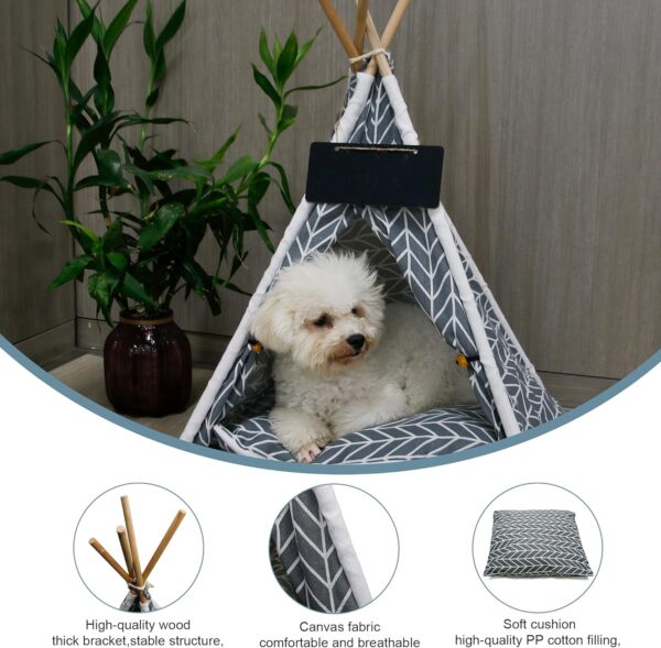 GeerDuo Pet Teepee Dog(Puppy) & Cat Bed - Portable Pet Tents & Houses for Dog(Puppy) & Cat (Grey) - Image 3