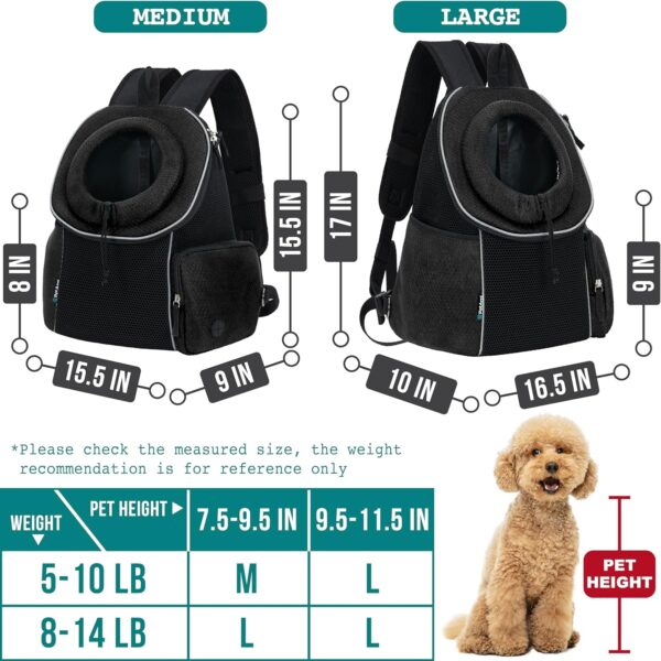 PetAmi Dog Front Carrier Backpack, Extra Ventilated Adjustable Pet Cat Chest Carrier Backpack, Small Dog Carrier for Hiking Camping Travel, Medium Dog Puppy Large Cat Carrying Bag, Max 14 lbs, Black - Image 3