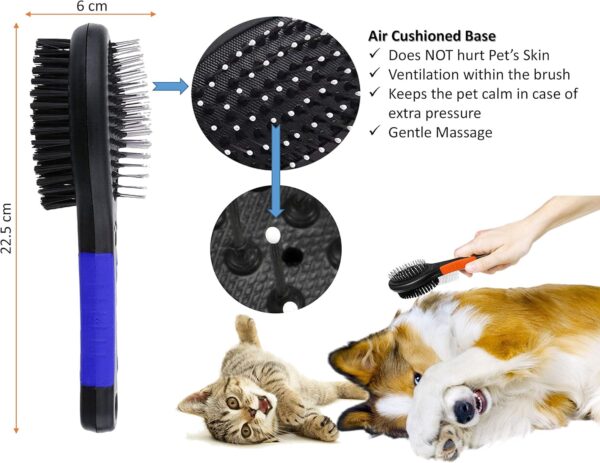 2 in 1 Double Sided Dog Brush | Cat Brush | Puppy Brush | For Dog Grooming Kit | Pet Hair Remover Brush | Pet Brush | Dog Brushes for Grooming Products for Dogs Cats Pets (Blue) - Image 2