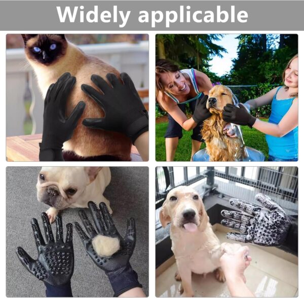 Pet Grooming Gloves for Cats and Dogs - Cat Brush Glove with Gentle Deshedding Rubber, Multi-Function Dog Grooming Glove, Massage and Comb for Cats and Dogs (Black) - Image 4